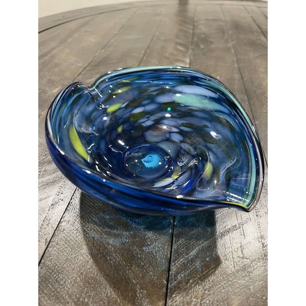Royal Sealy Cobalt Confetti Glass Bowl‎ Japan Art Glass Hand Blown